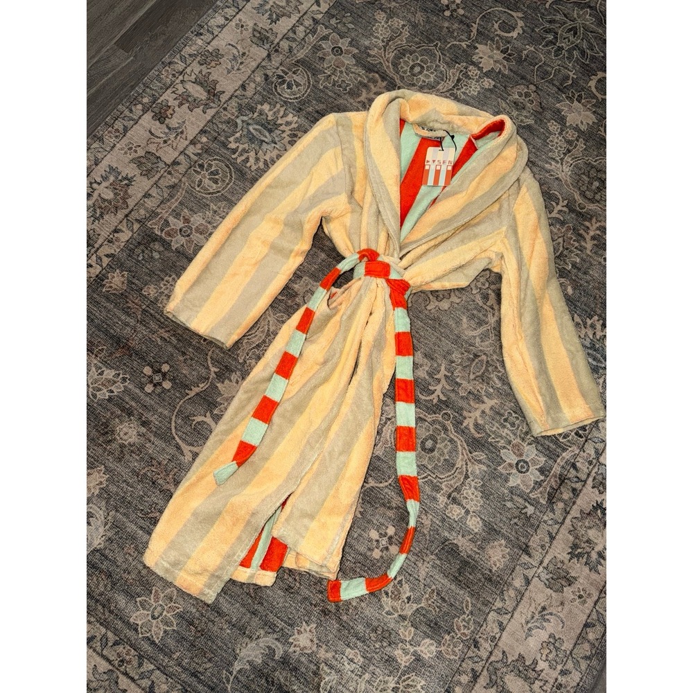 Dusen Dusen Mona Stripe Bathrobe NWT